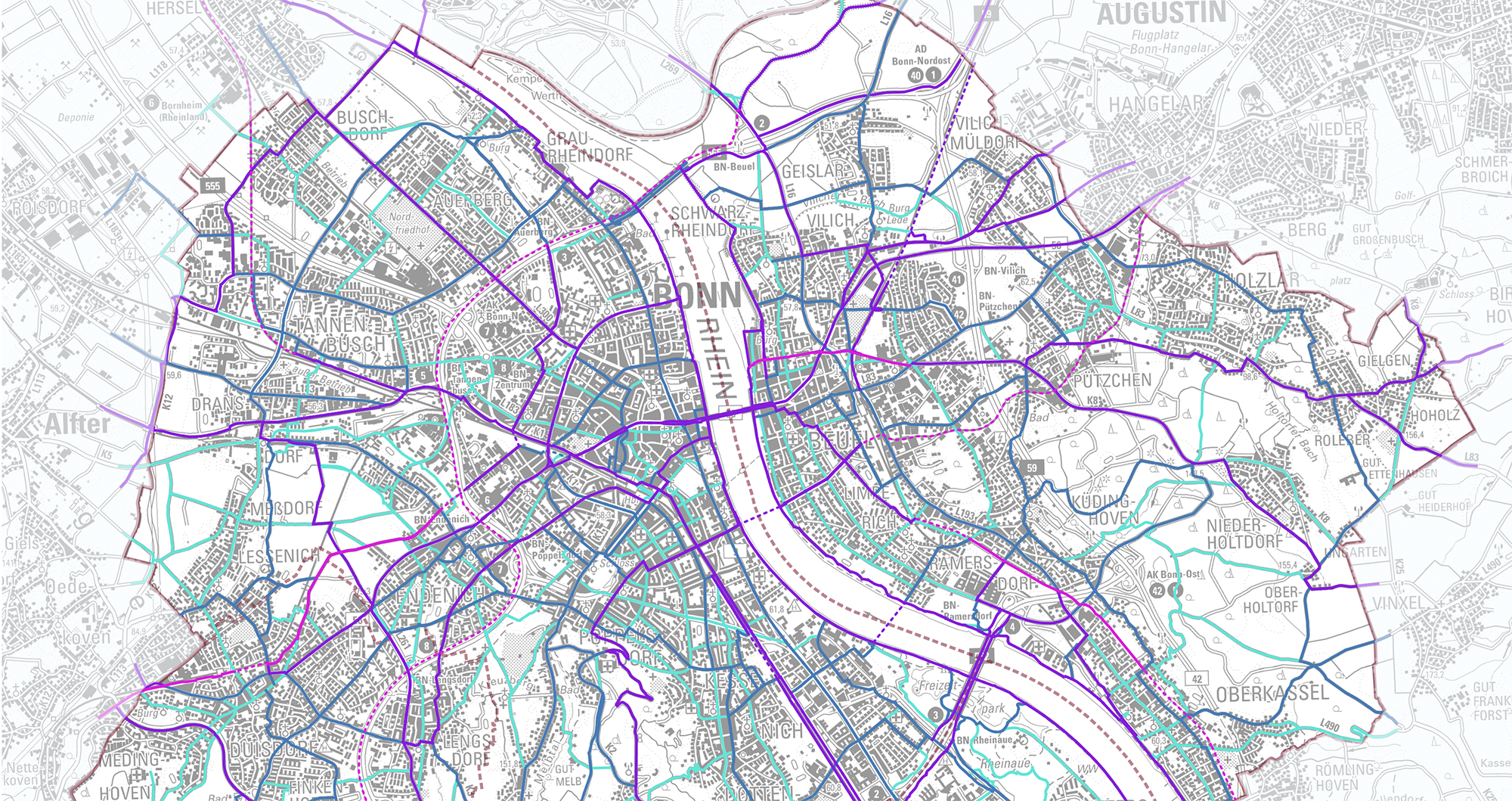 geplantes Radwegenetz in Bonn