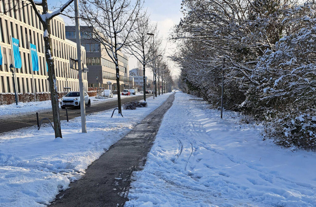 Bahnradweg Bonn Richtung Süd im Schnee