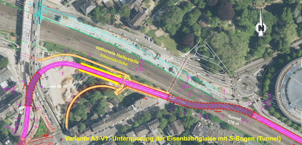 Planskizze Unterführung Westbahn Bonn